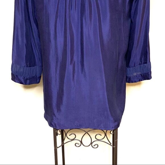 Daniel Rainn for stitch fix NWT navy blue kittie textured blouse size L - Picture 10 of 15